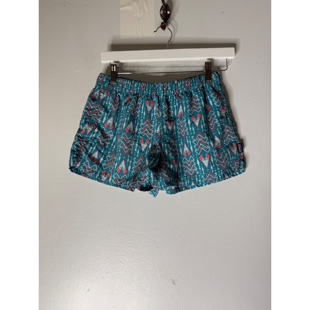 Patagonia Baggies Shorts Womens Teal Red Geometric Tribal Print STY57042 small